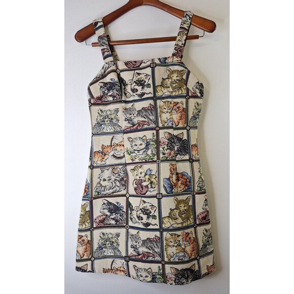SheIn Dresses & Skirts - Cat Lover TAPESTRY Mini Dress One Piece Sz Small Shein Novelty Print Coquette